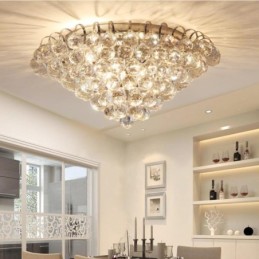 Contemporary 30CM 55CM Round Crystal Flush Mount Ceiling Lights