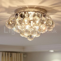 Contemporary 30CM 55CM Round Crystal Flush Mount Ceiling Lights