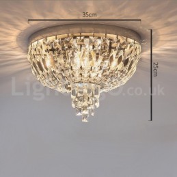 Contemporary Exquisite Round Flush Mount Crystal Ceiling Lights