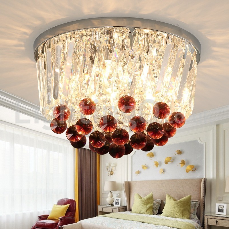 Contemporary Round Flush Mount Crystal Ceiling Lights