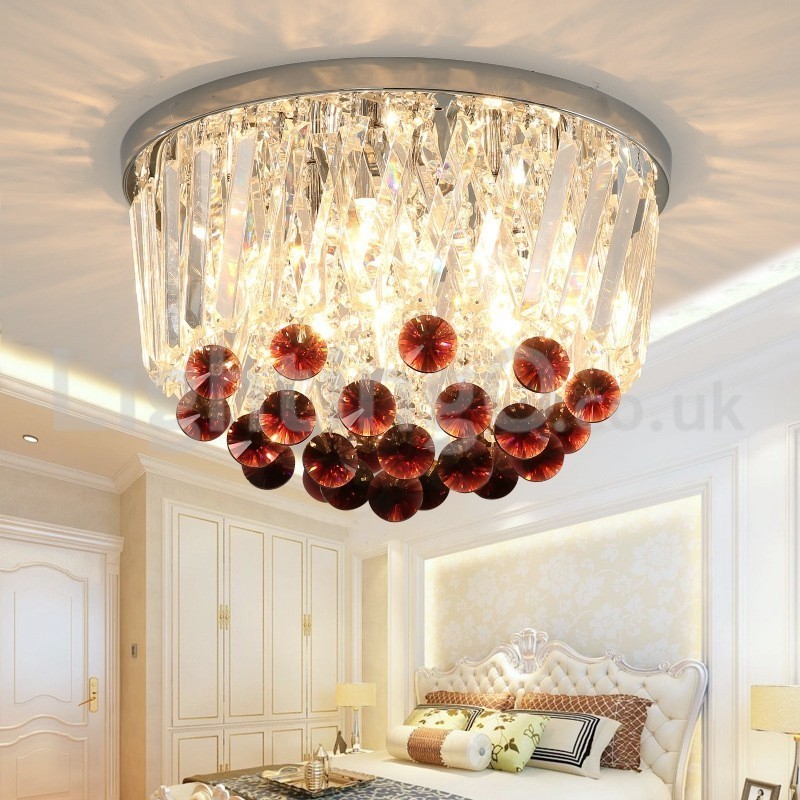 Contemporary Round Flush Mount Crystal Ceiling Lights