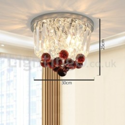Contemporary Round Flush Mount Crystal Ceiling Lights