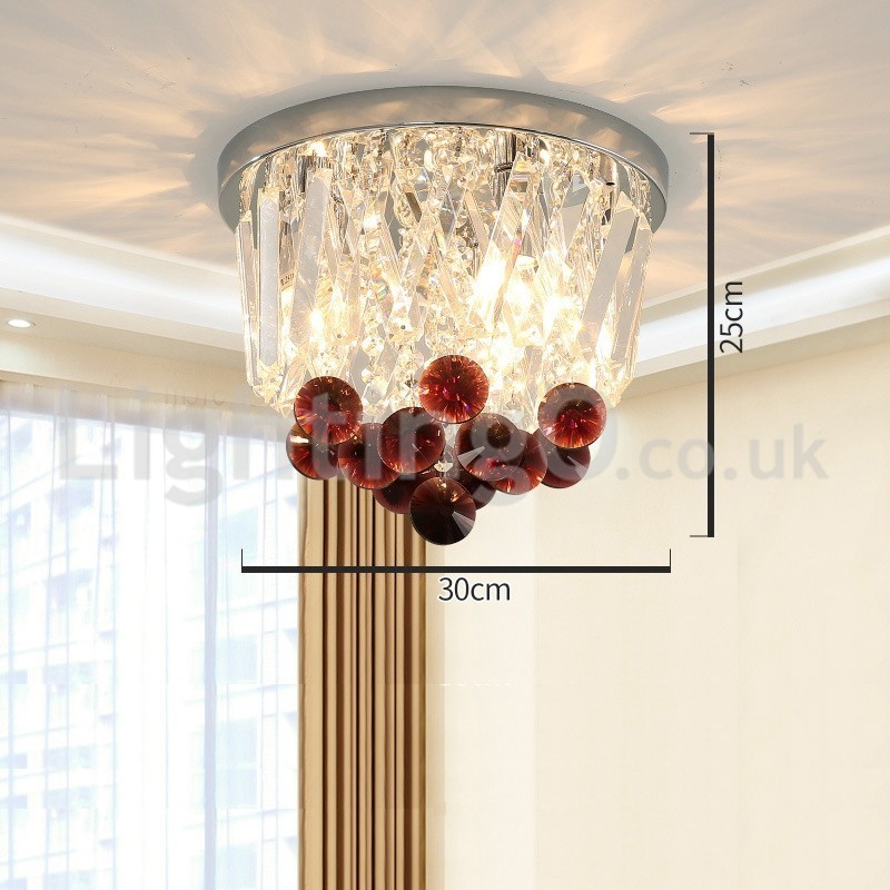 Contemporary Round Flush Mount Crystal Ceiling Lights