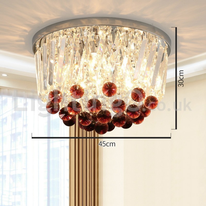 Contemporary Round Flush Mount Crystal Ceiling Lights