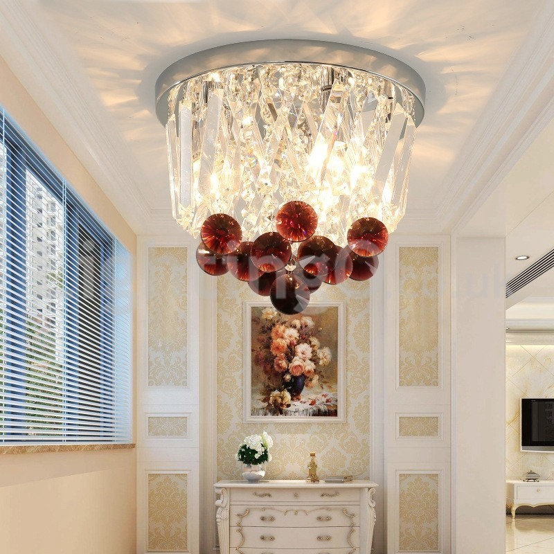 Contemporary Round Flush Mount Crystal Ceiling Lights