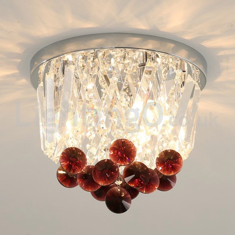 Contemporary Round Flush Mount Crystal Ceiling Lights