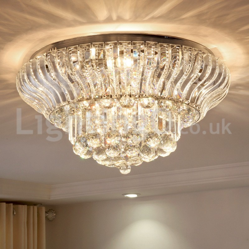 Contemporary Modern 38CM 57CM Round Flush Mount Crystal Ceiling Lights