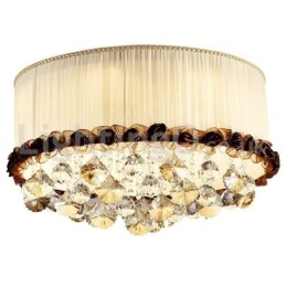 Contemporary Modern 50CM Round Flush Mount Crystal Ceiling Lights Fabric Shade