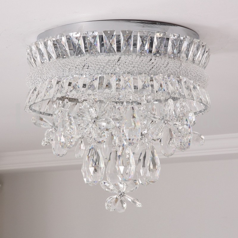 Cheap Modern 40CM Round Flush Mount Crystal Ceiling Lights