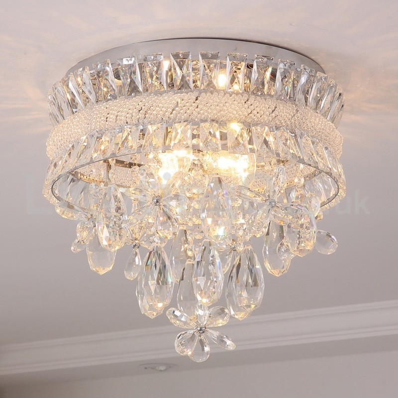 Cheap Modern 40CM Round Flush Mount Crystal Ceiling Lights