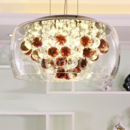 Modern 40CM 50CM Round Clear Glass Lamp Shade Crystal Pendant Light