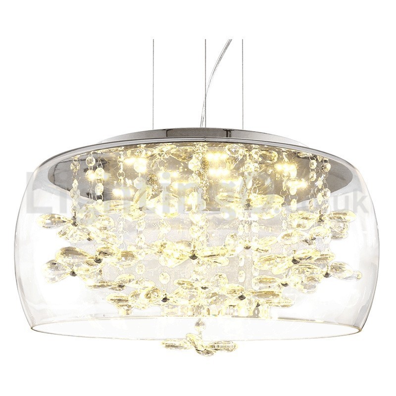 Modern 40CM 50CM Round Clear Glass Lamp Shade Crystal Pendant Light