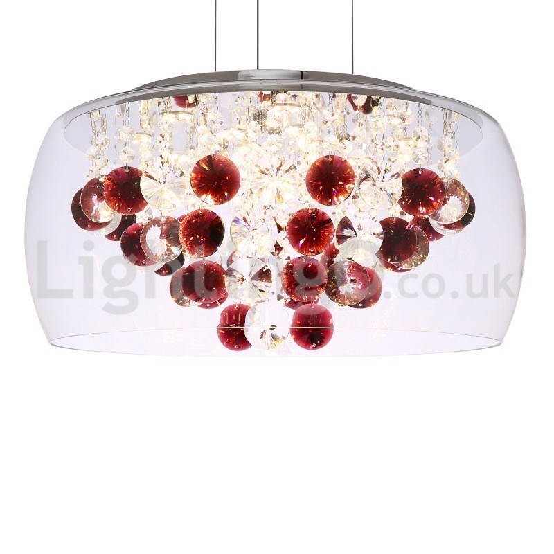 Modern 40CM 50CM Round Clear Glass Lamp Shade Crystal Pendant Light