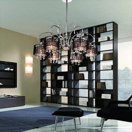 Modern Contemporary Crystal Chrome Metal Chandelier