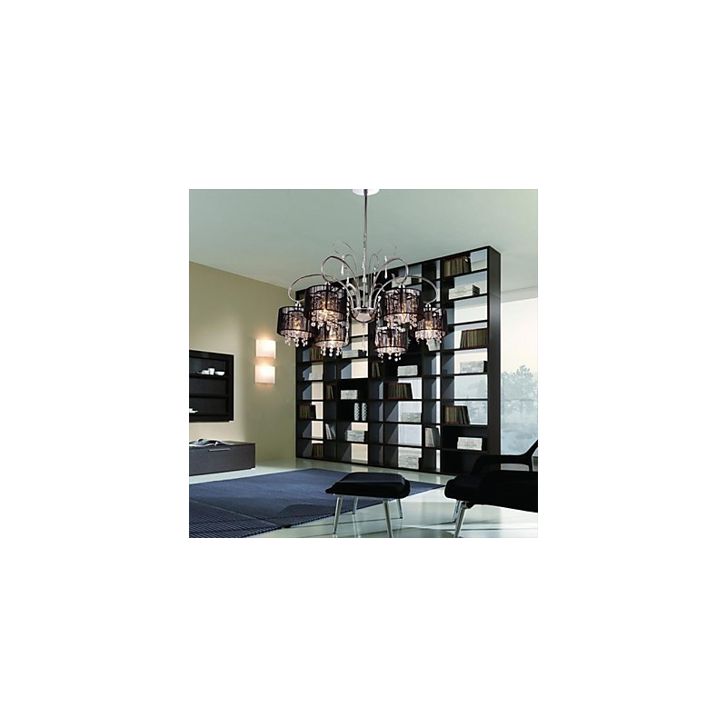Modern Contemporary Crystal Chrome Metal Chandelier