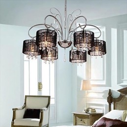 Modern Contemporary Crystal Chrome Metal Chandelier