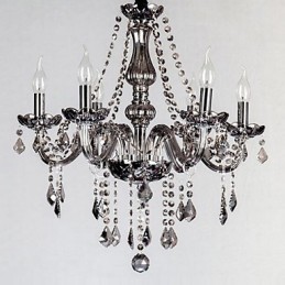 6 Lights European Crystal Chandelier In Grey Color Glass & Crystal