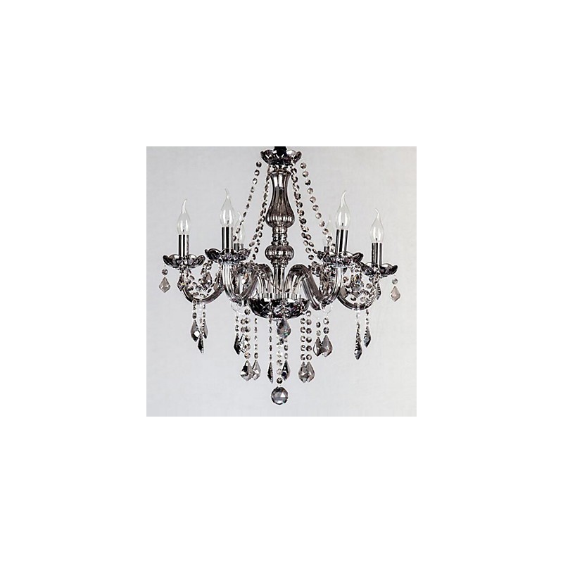 6 Lights European Crystal Chandelier In Grey Color Glass & Crystal