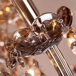 6 Lights European Crystal Chandelier In Grey Color Glass & Crystal