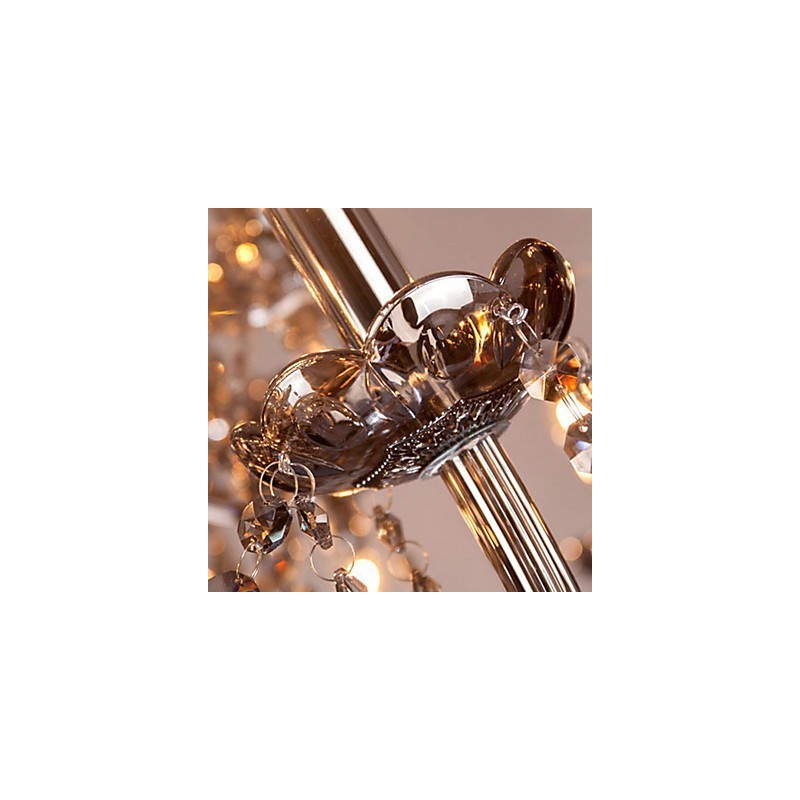 6 Lights European Crystal Chandelier In Grey Color Glass & Crystal