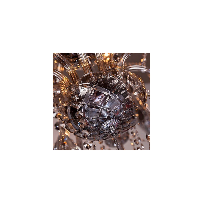 6 Lights European Crystal Chandelier In Grey Color Glass & Crystal