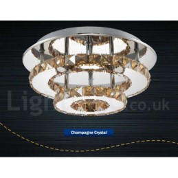 Dimmable Modern Round Crystal Flush Mounted Ceiling Lights with Remote Control