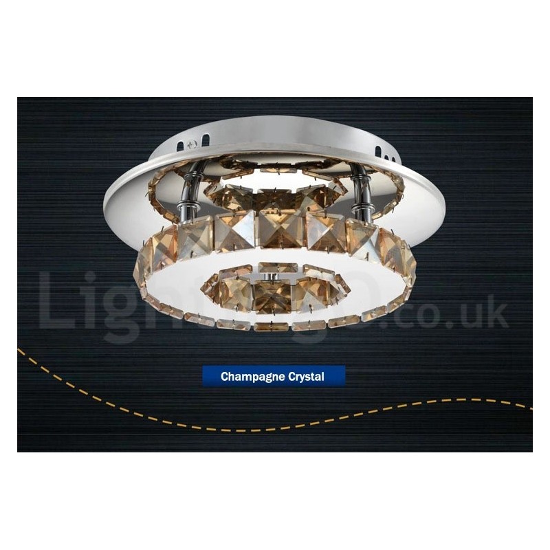 Dimmable Modern Round Crystal Flush Mounted Ceiling Lights with Remote Control