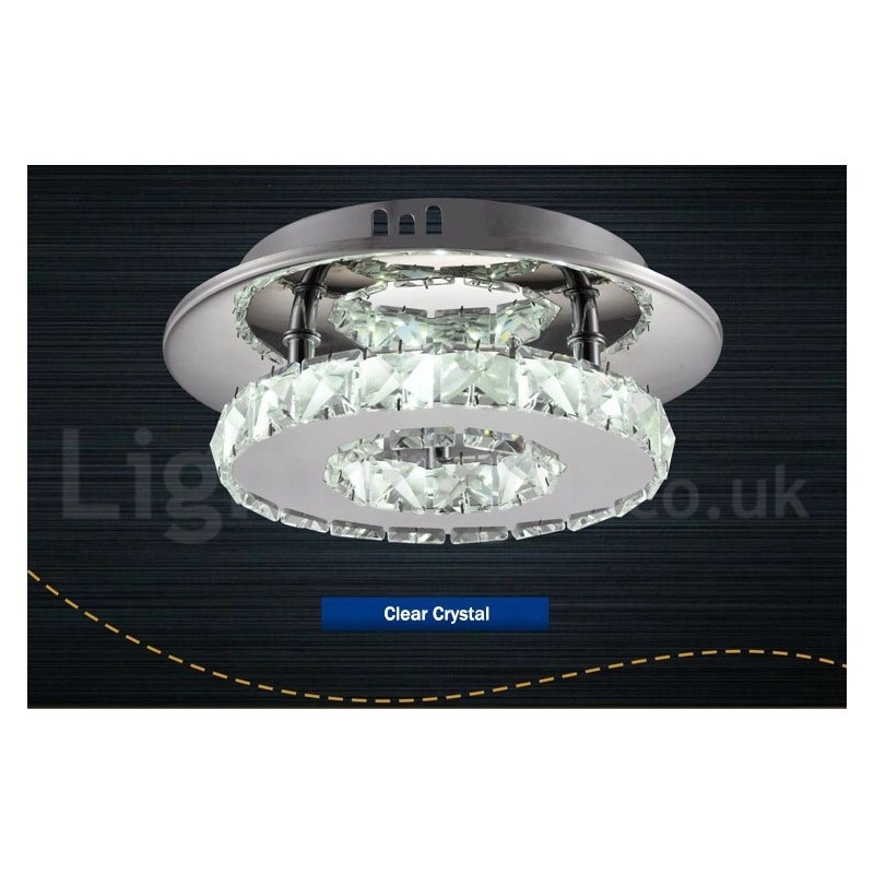 Dimmable Modern Round Crystal Flush Mounted Ceiling Lights with Remote Control