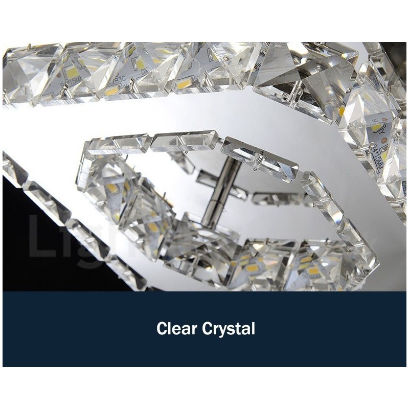 Dimmable Modern Square Crystal Flush Mounted Ceiling Lights with Remote Control