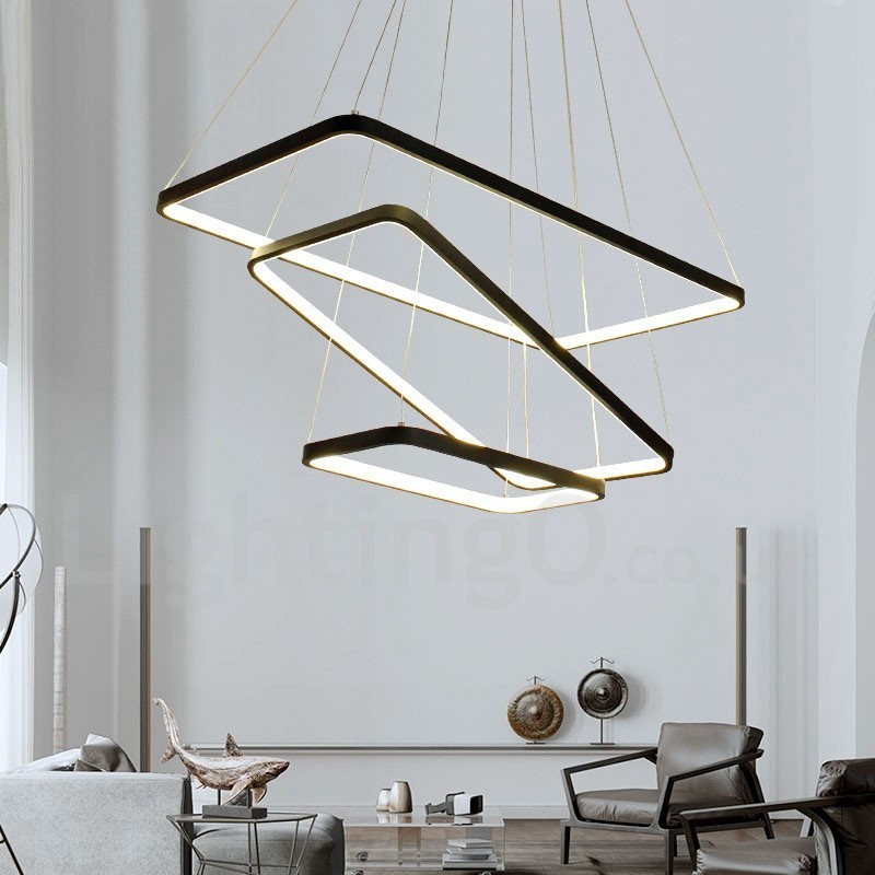 Dimmable Pendant Light with Remote Control Modern Design Three Rectangles