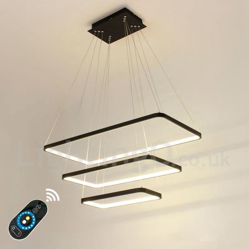 Dimmable Pendant Light with Remote Control Modern Design Three Rectangles