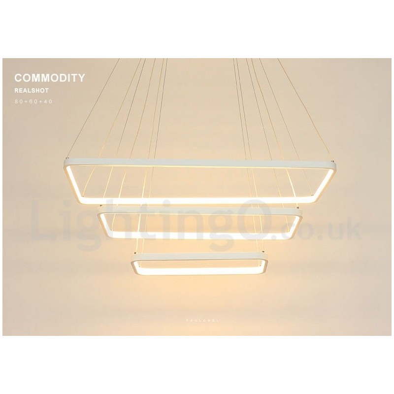 Dimmable Pendant Light with Remote Control Modern Design Three Rectangles