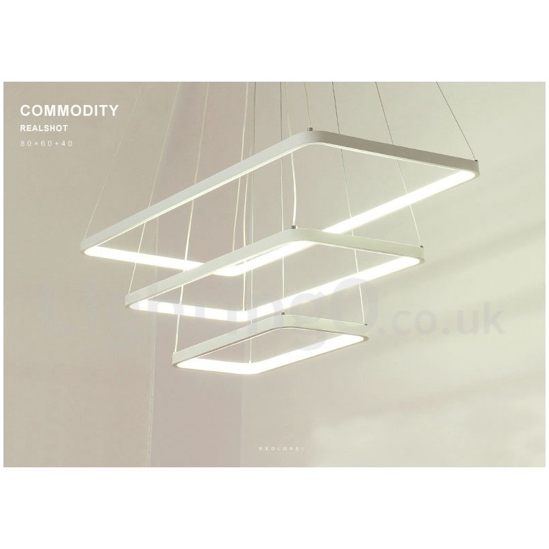 Dimmable Pendant Light with Remote Control Modern Design Three Rectangles