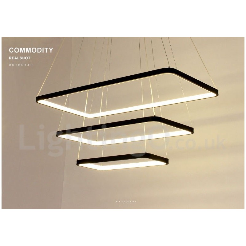 Dimmable Pendant Light with Remote Control Modern Design Three Rectangles