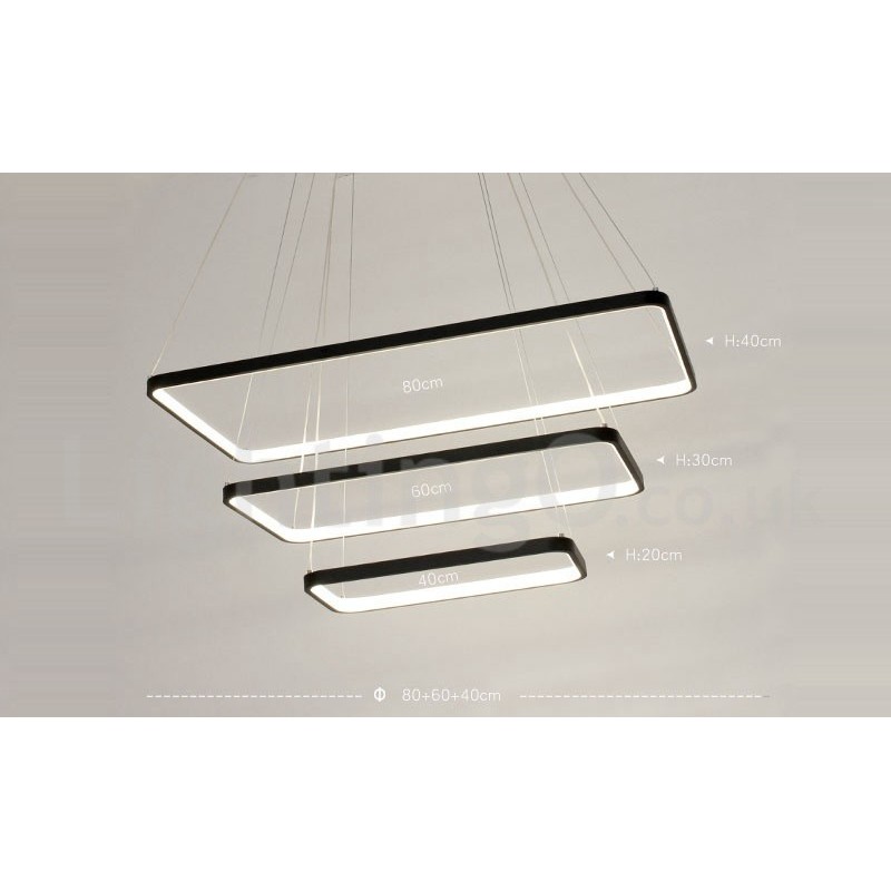 Dimmable Pendant Light with Remote Control Modern Design Three Rectangles