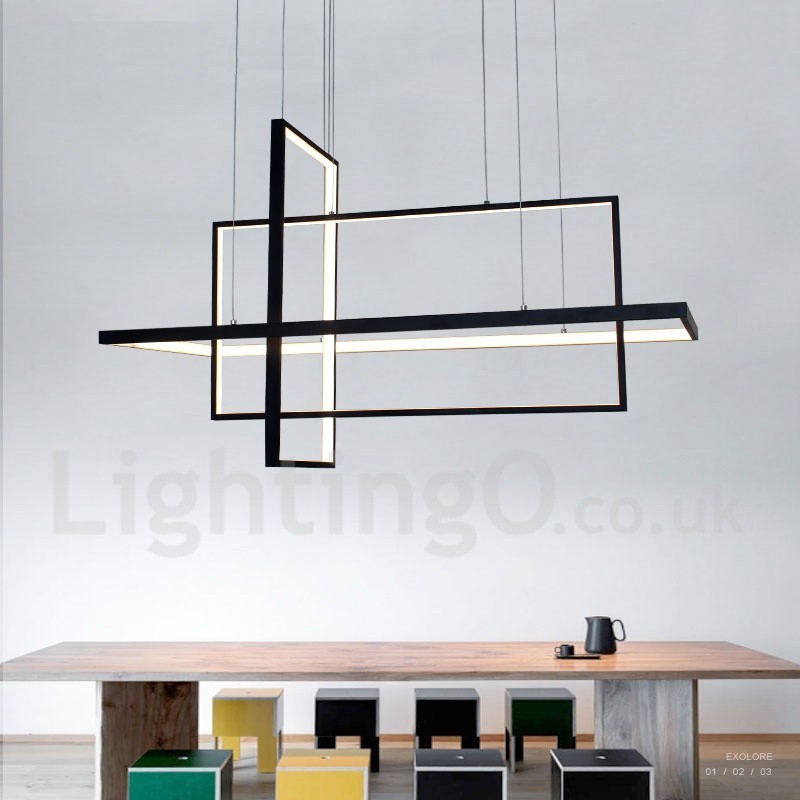 Dimmable Pendant Light with Remote Control Modern Design Three Rectangles