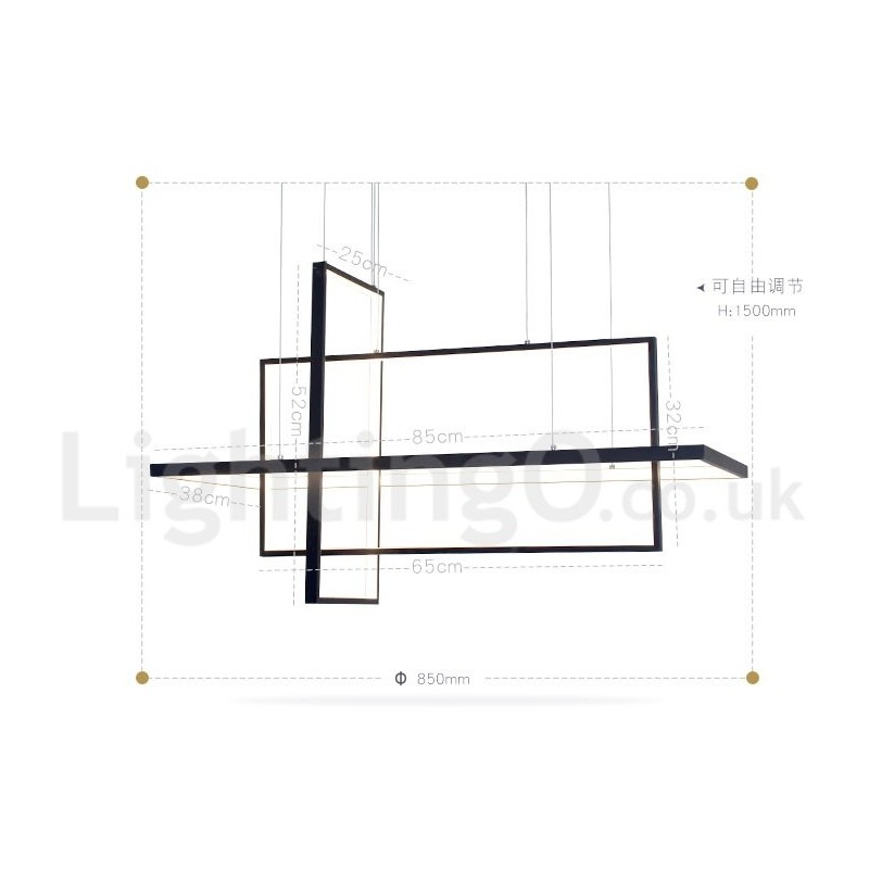 Dimmable Pendant Light with Remote Control Modern Design Three Rectangles