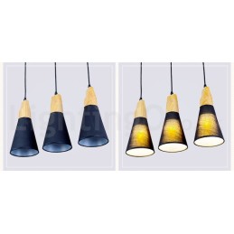 Wood Modern 1 Light 3 Lights Pendant Light with Fabric Shade