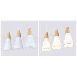 Wood Modern 1 Light 3 Lights Pendant Light with Fabric Shade
