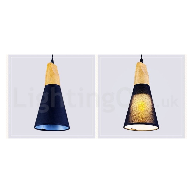 Wood Modern 1 Light 3 Lights Pendant Light with Fabric Shade