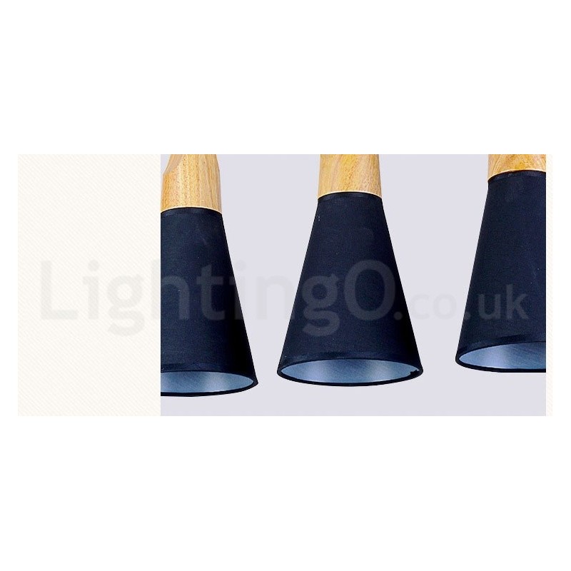Wood Modern 1 Light 3 Lights Pendant Light with Fabric Shade
