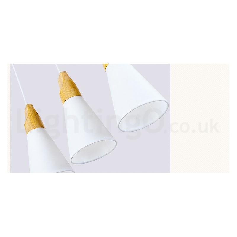 Wood Modern 1 Light 3 Lights Pendant Light with Fabric Shade