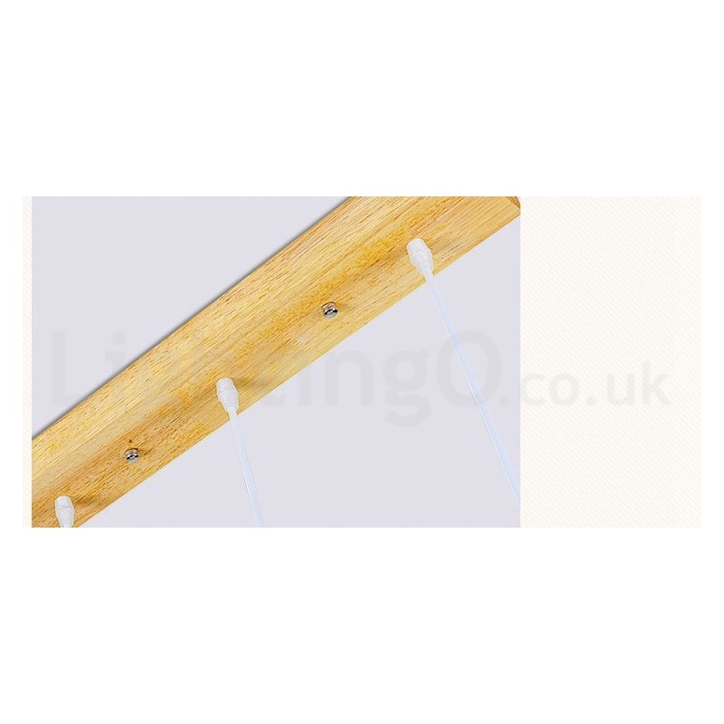 Wood Modern 1 Light 3 Lights Pendant Light with Fabric Shade