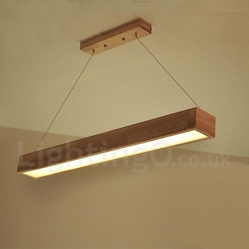 Wood Modern Long Pendant Light