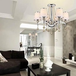Modern Contemporary Crystal Chrome Metal Chandelier