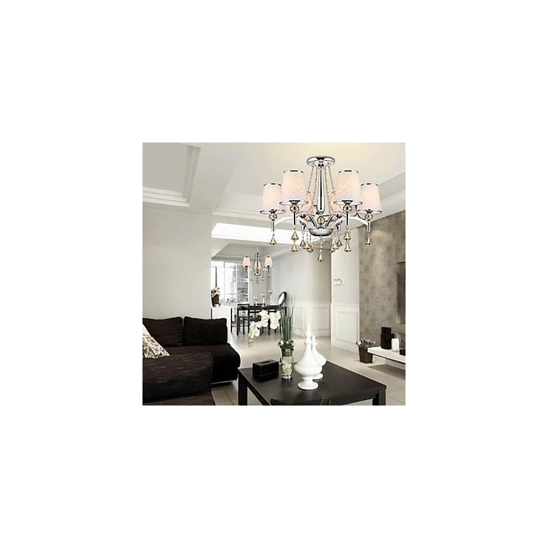 Modern Contemporary Crystal Chrome Metal Chandelier
