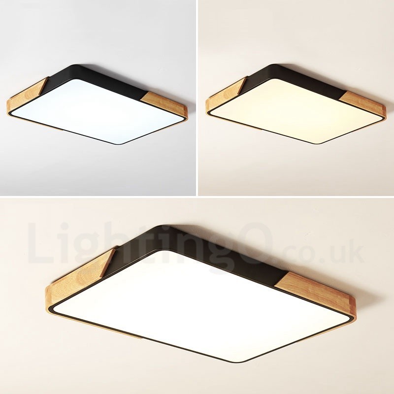 Dimmable Ultra thin Multi Colours Rectangle Wood Ceiling Light with Acrylic Shade Ceiling Lamp Nordic Style