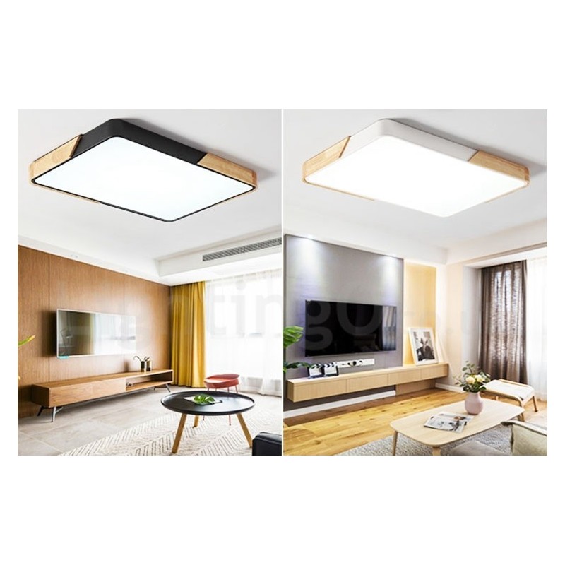 Dimmable Ultra thin Multi Colours Rectangle Wood Ceiling Light with Acrylic Shade Ceiling Lamp Nordic Style