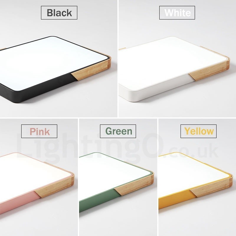 Dimmable Ultra thin Multi Colours Rectangle Wood Ceiling Light with Acrylic Shade Ceiling Lamp Nordic Style