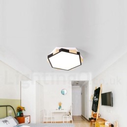 Dimmable Multi Colours Hexagon Wood Ceiling Light with Acrylic Shade Ceiling Lamp Nordic Style